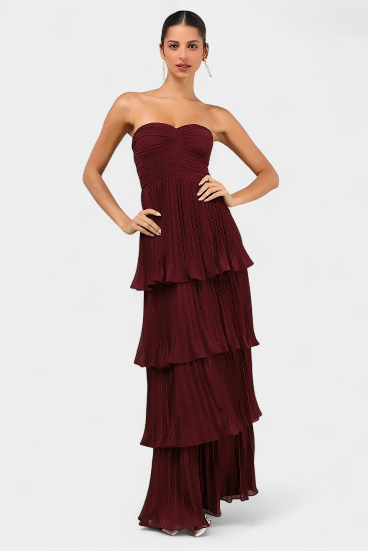 June Ruffled Dress with Heart Neckline and Layered Silhouette