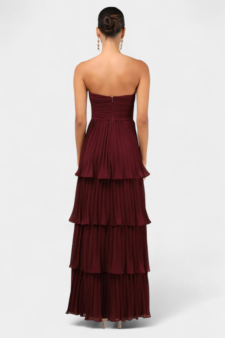 June Ruffled Dress with Heart Neckline and Layered Silhouette
