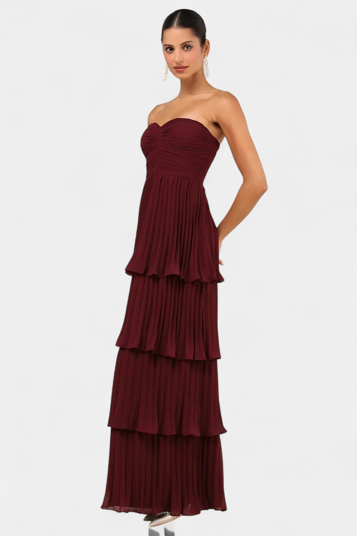 June Ruffled Dress with Heart Neckline and Layered Silhouette