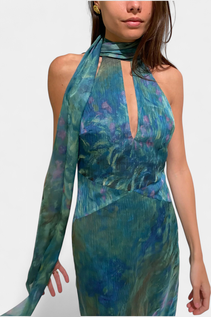 Moana Chiffon Dress with Monet-Inspired Print