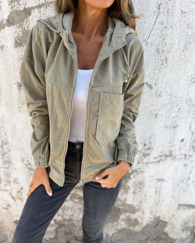 Ella | Corduroy Jacket with Hood and Zipper