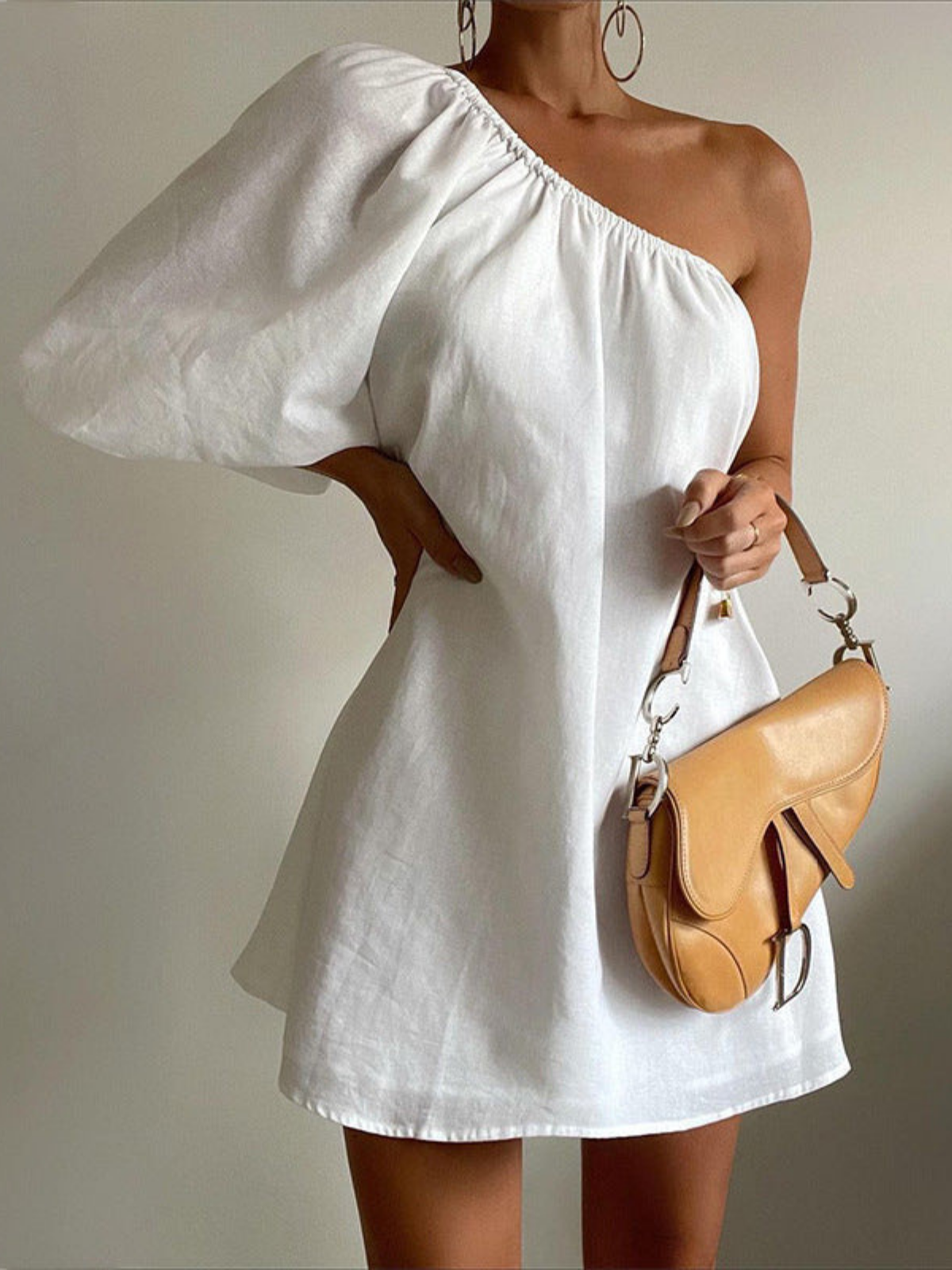 İrem® | Slant Shoulder Short Dress
