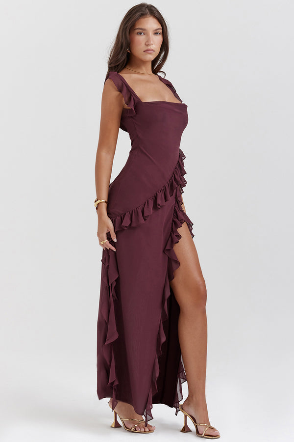 Regina® | Amira Long Dress – Dark Plum