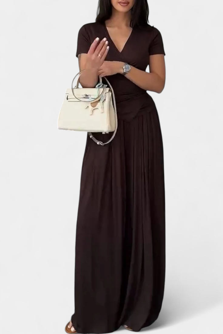 Ruslana Comfortable Two-Piece Set with Cross V-Neck