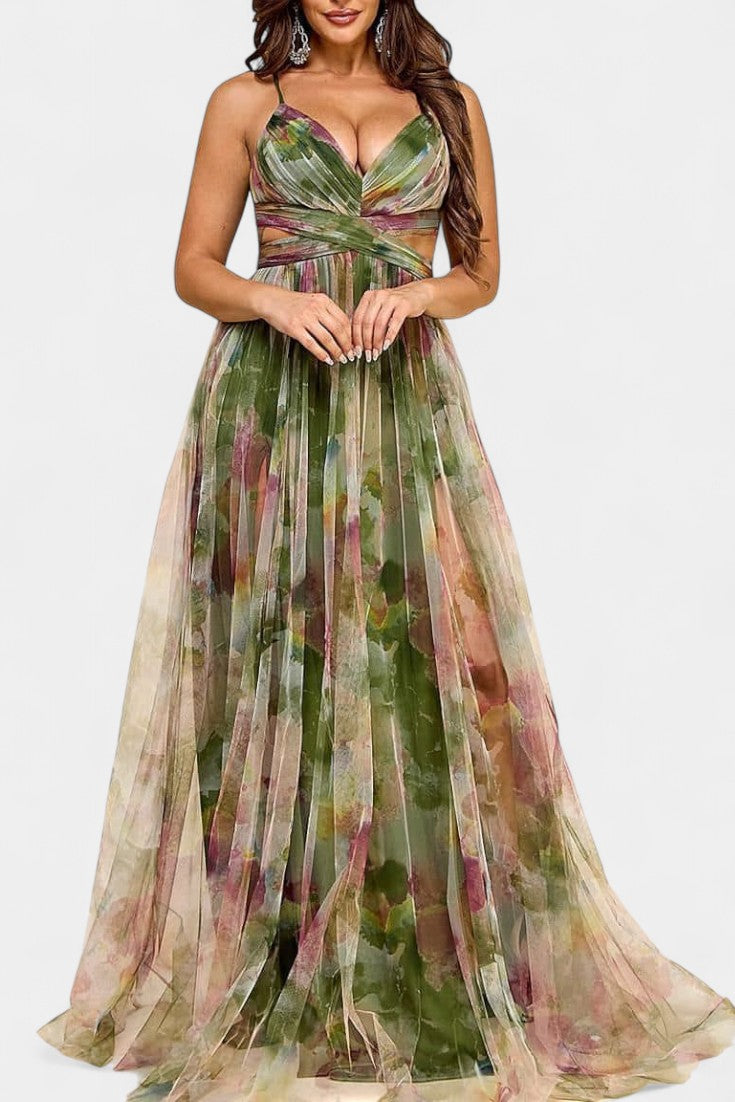 Ingrid Maxi Floral Dress with V-Neck