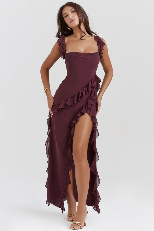 Regina® | Amira Long Dress – Dark Plum