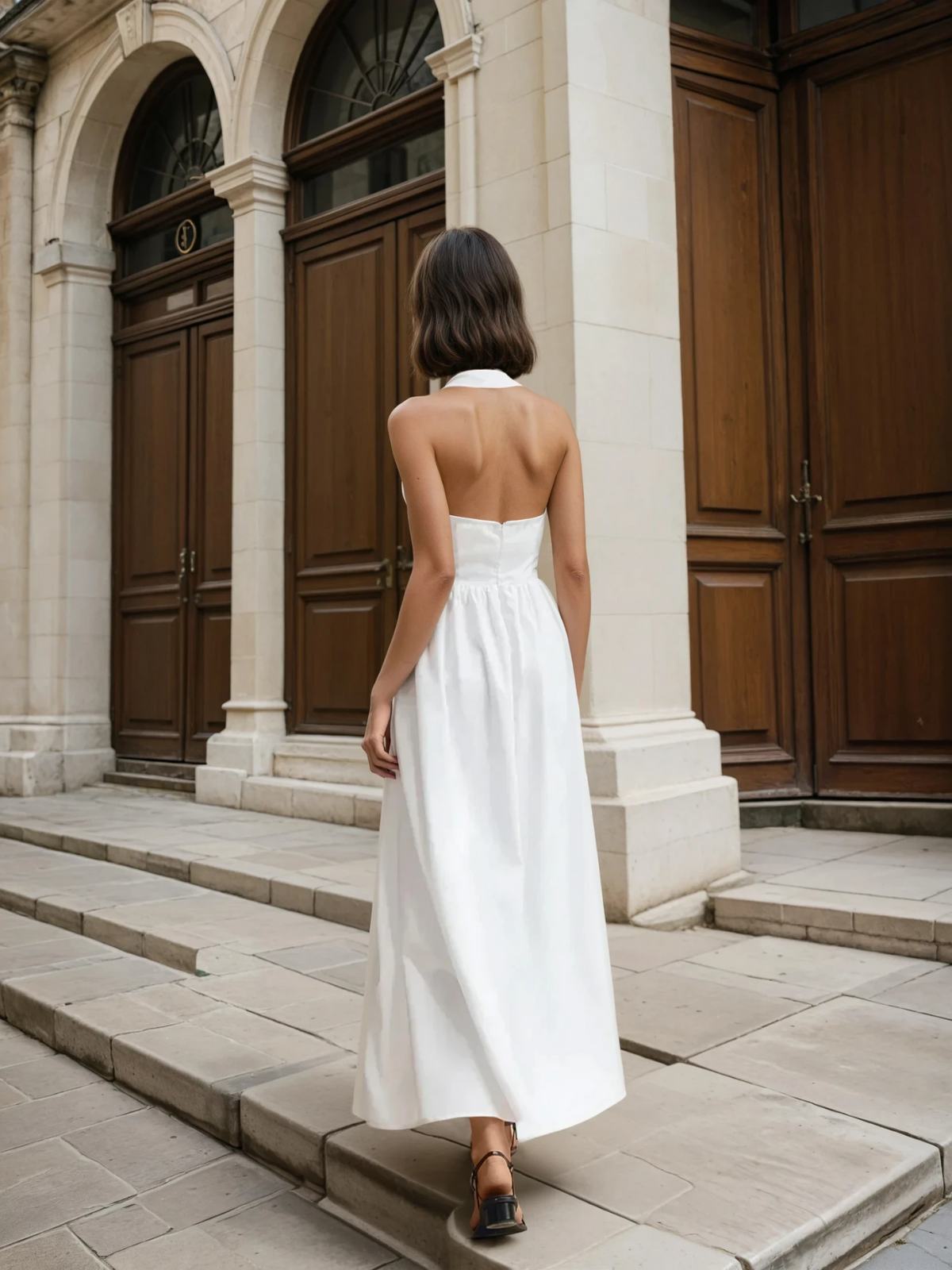 Ayşe® | Simple and Chic Halter A Line Long Dress
