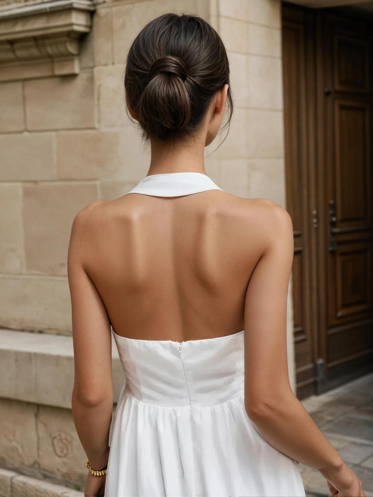 Ayşe® | Simple and Chic Halter A Line Long Dress