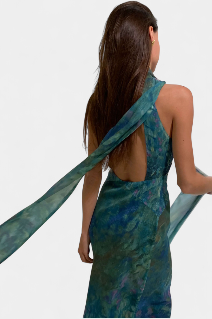 Moana Chiffon Dress with Monet-Inspired Print