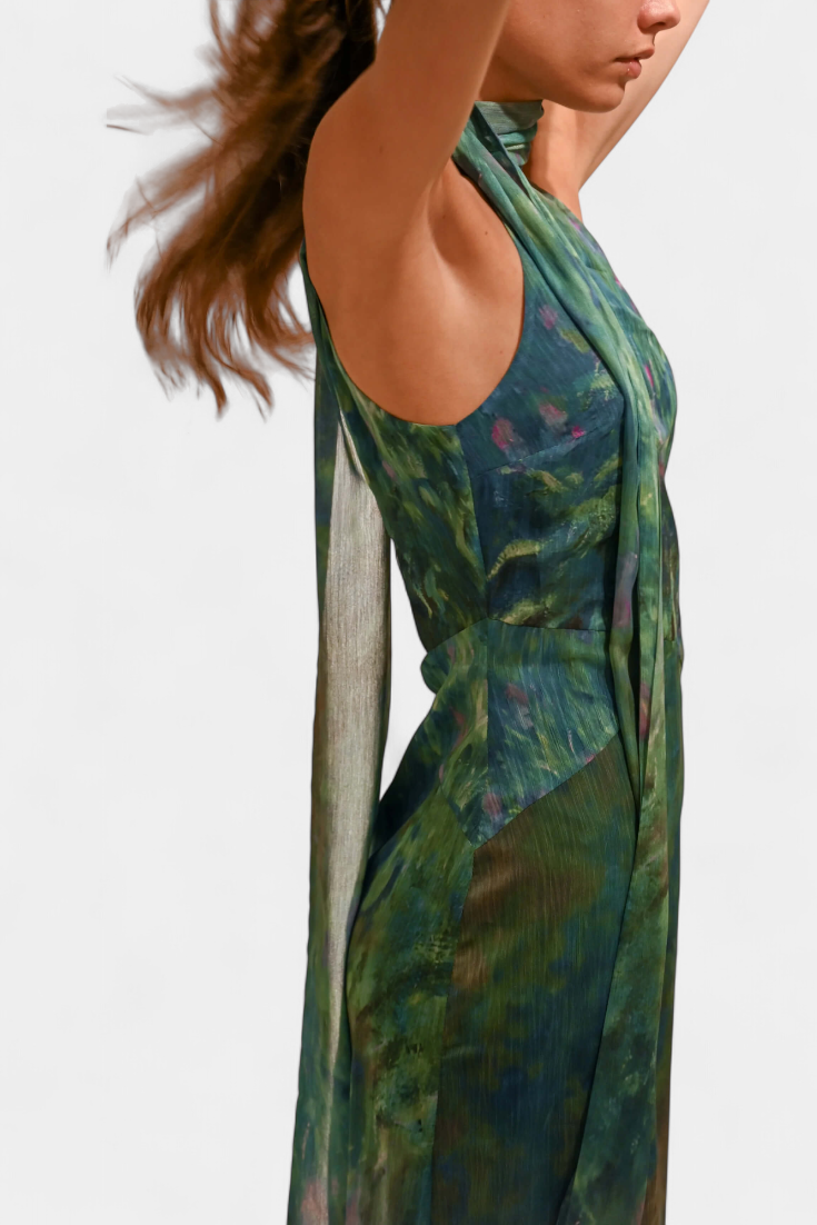 Moana Chiffon Dress with Monet-Inspired Print