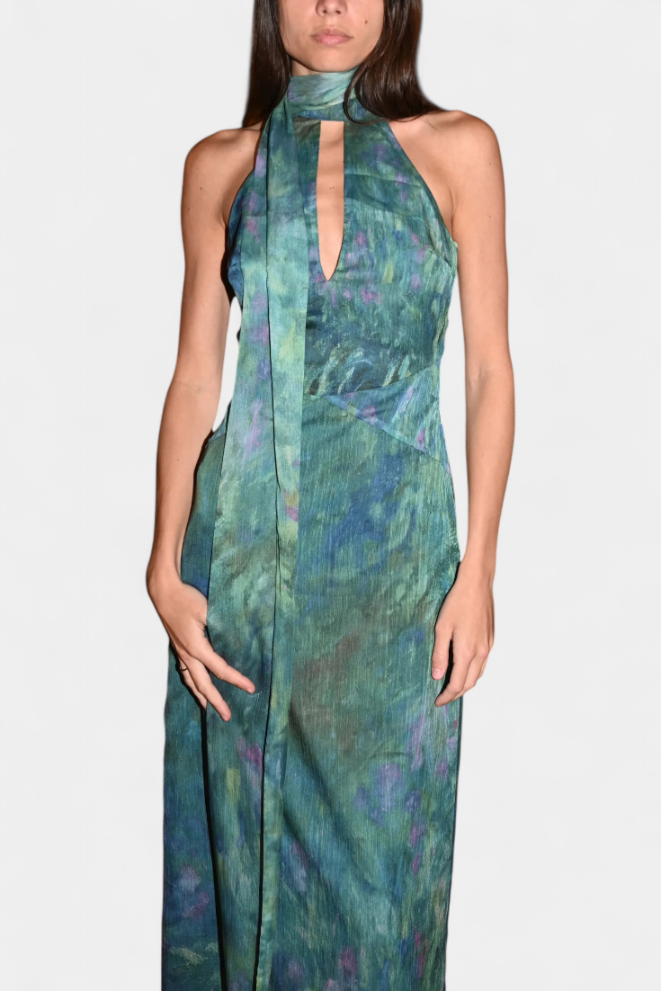 Moana Chiffon Dress with Monet-Inspired Print
