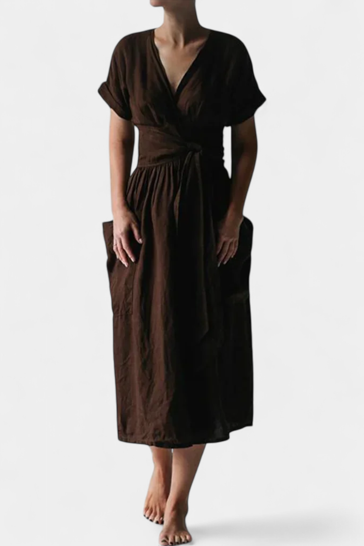 Cressida | Exclusive Dress with V-Neck and Adjustable Waist