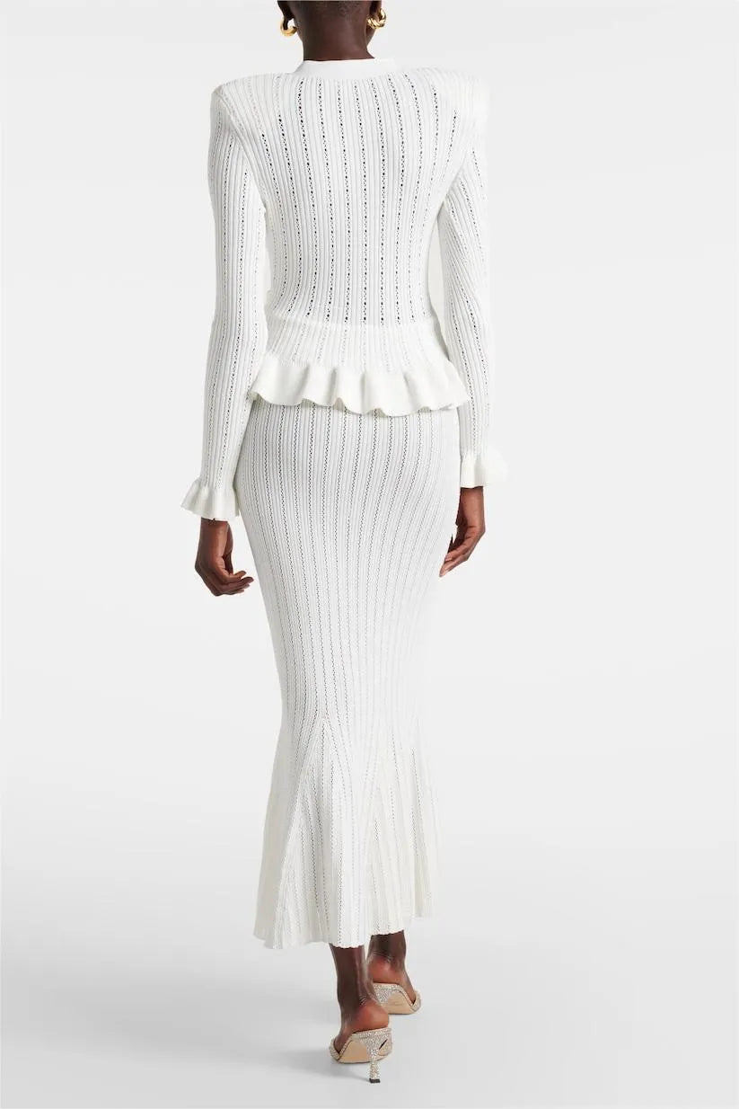 Prudence Refined Knit Midi Dress Set with Button Top