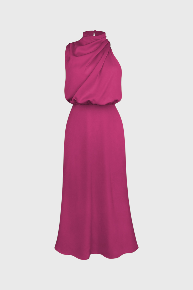 Rina Elegant Draped Halter Neck Dress