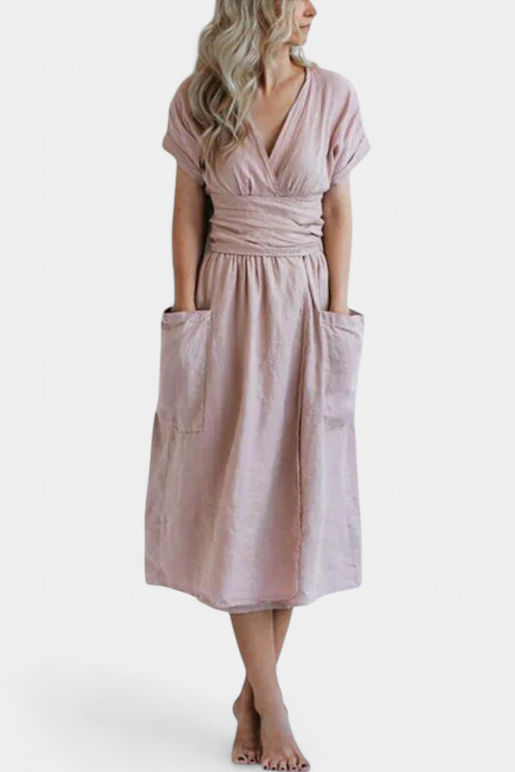 Cressida | Exclusive Dress with V-Neck and Adjustable Waist