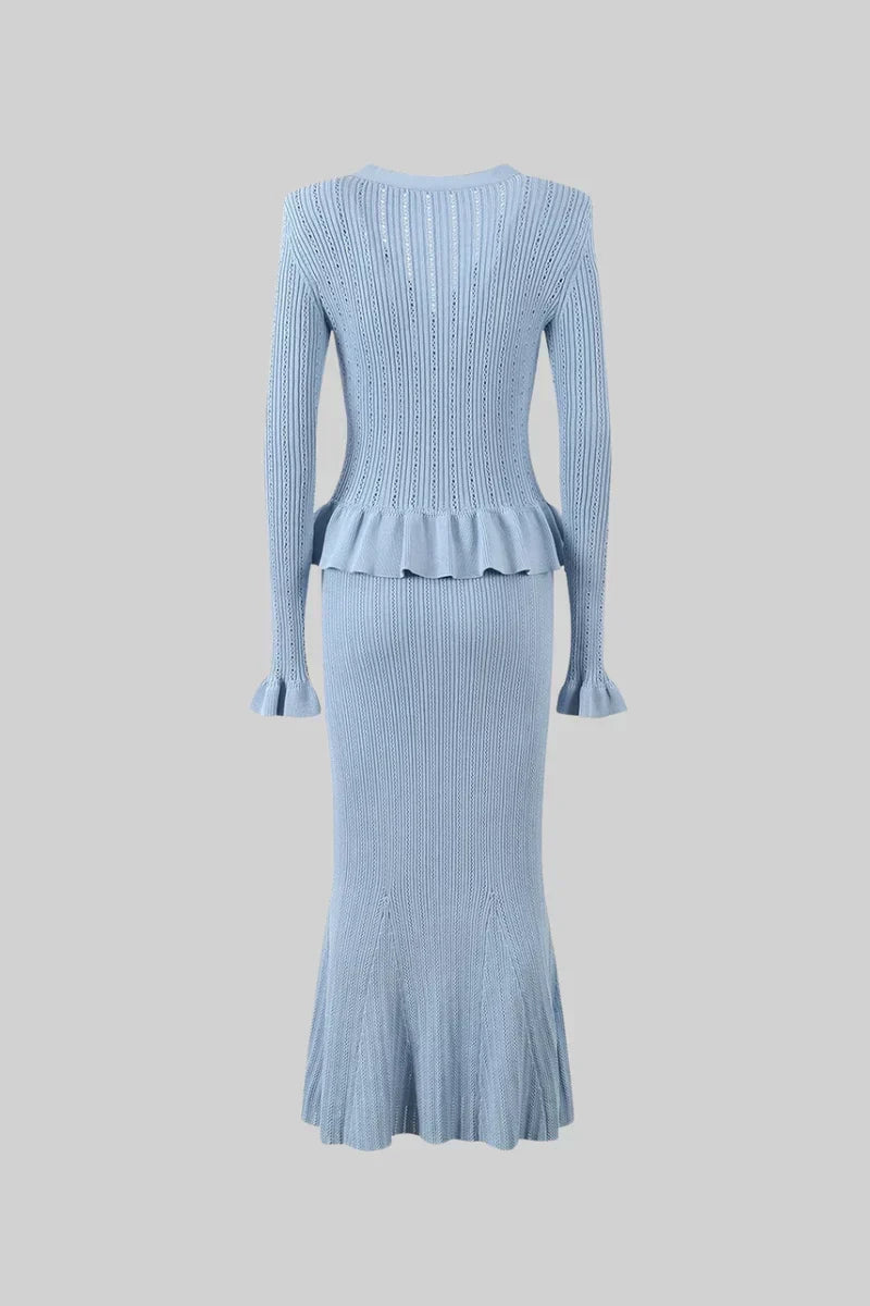 Prudence Refined Knit Midi Dress Set with Button Top
