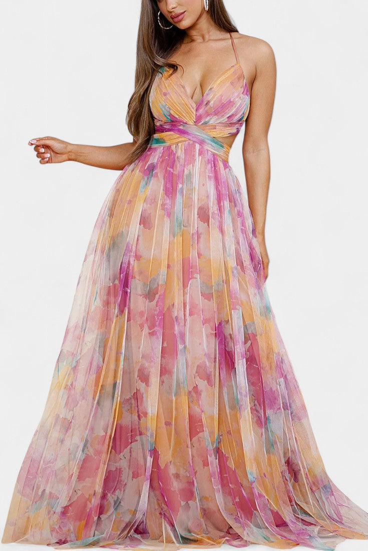 Ingrid Maxi Floral Dress with V-Neck