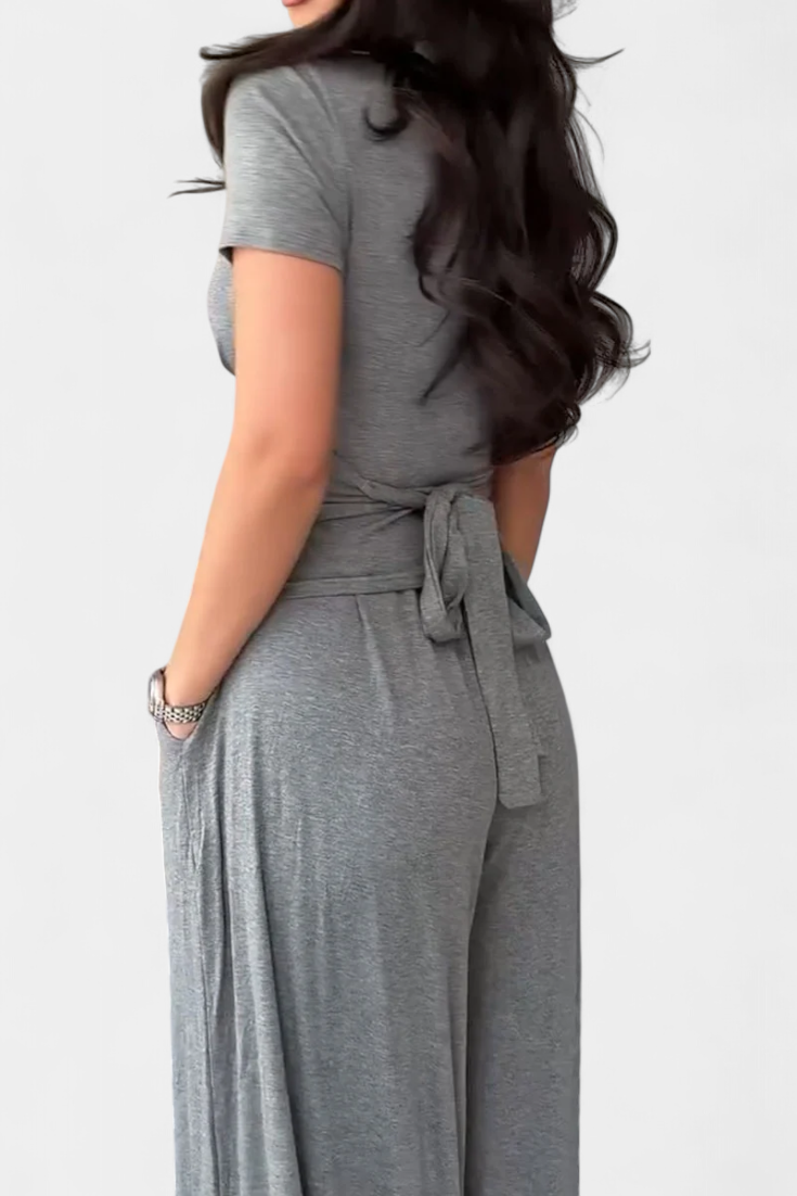Ruslana Comfortable Two-Piece Set with Cross V-Neck