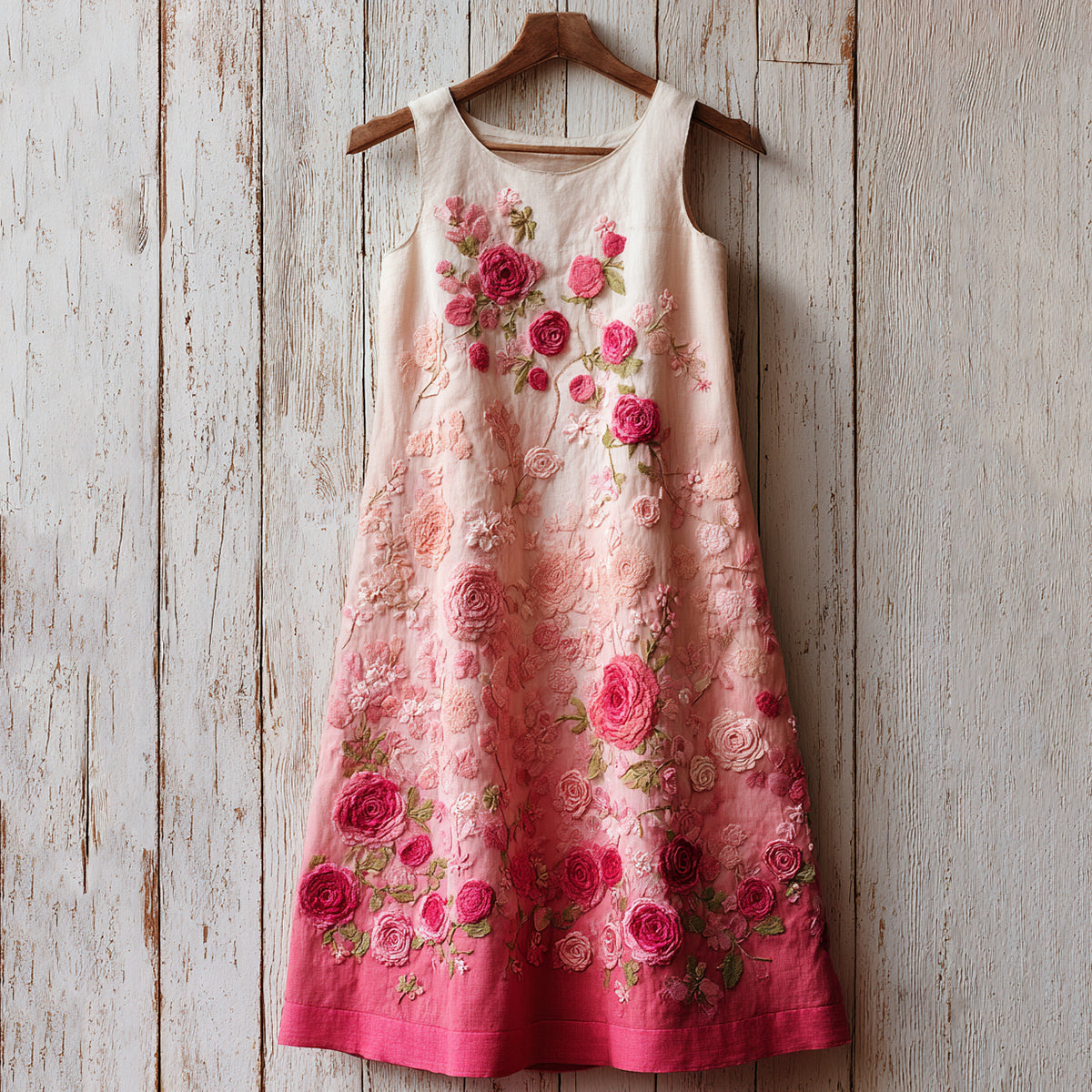 Women's Pink Rose Gradient Art Elegant Mini Dress