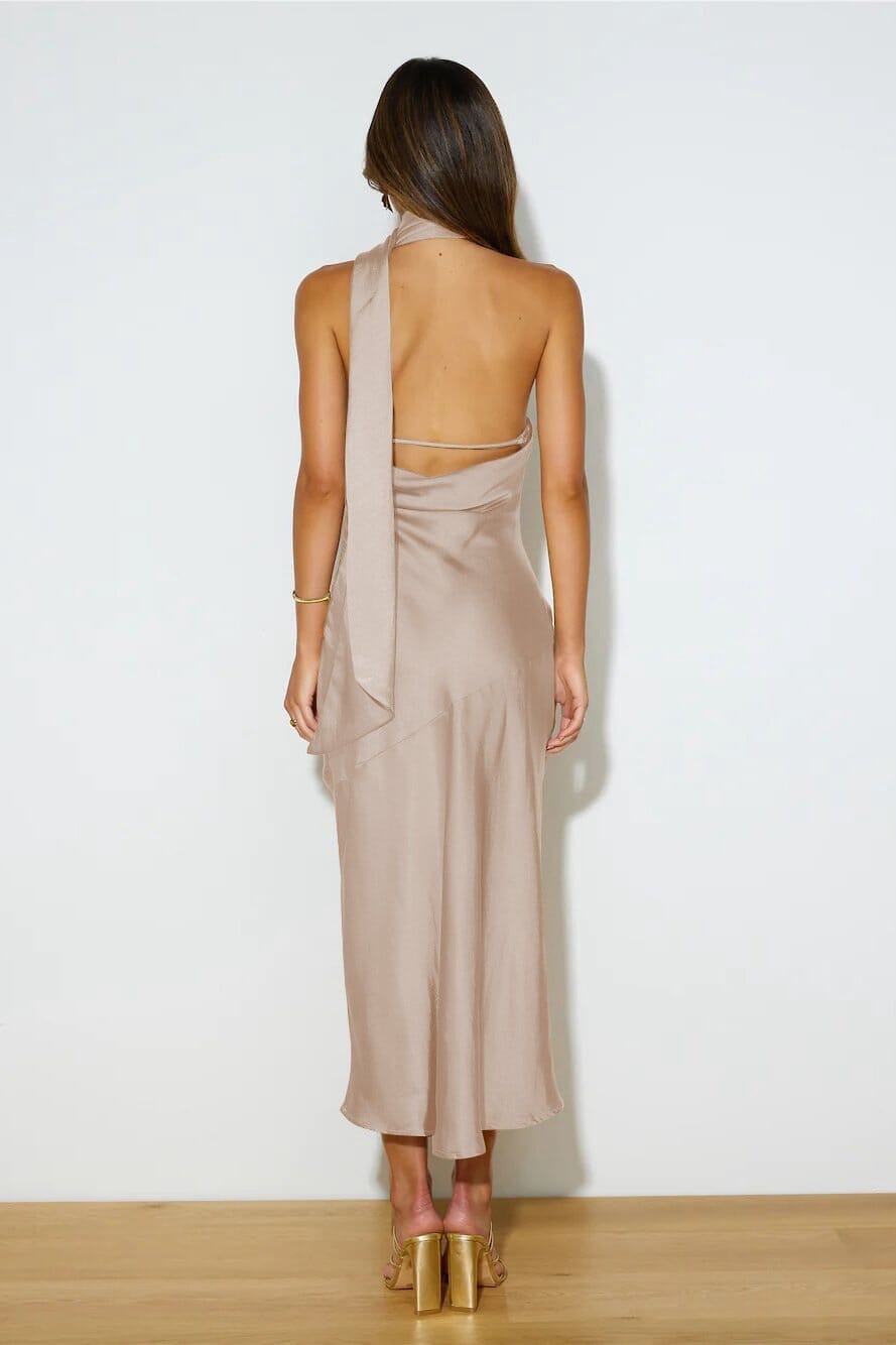 Chloe™ | Luxury Silk Midi Dress with American Collar