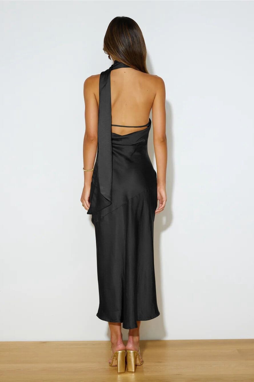 Chloe™ | Luxury Silk Midi Dress with American Collar