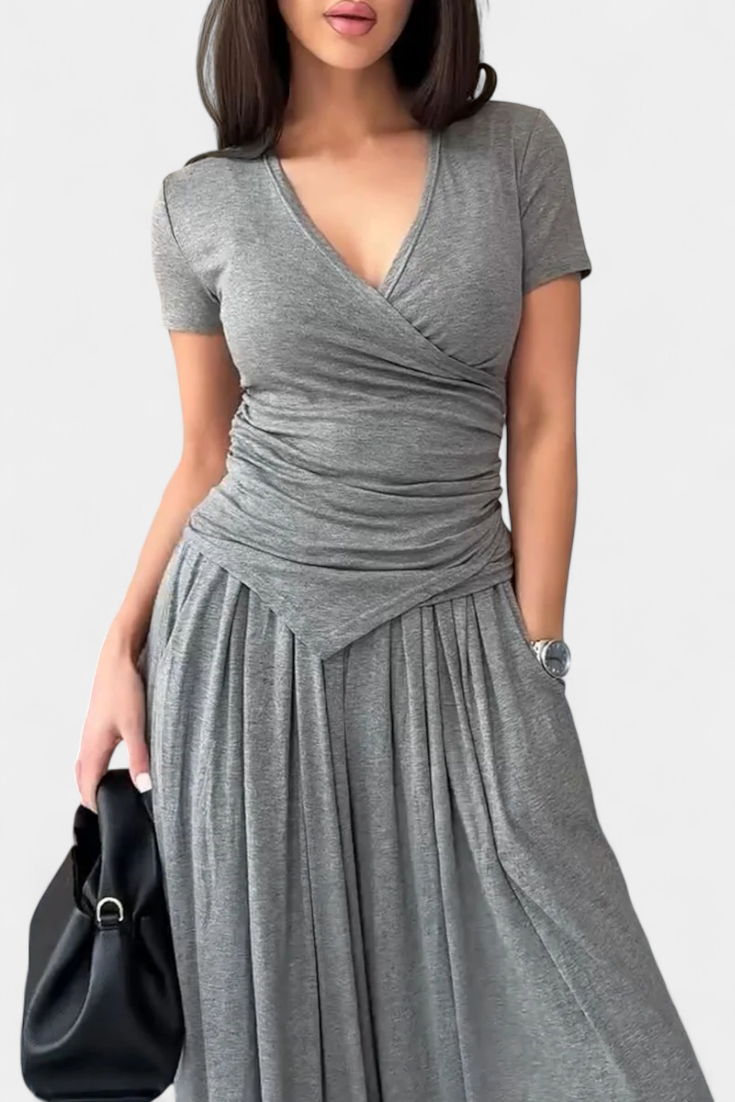 Ruslana Comfortable Two-Piece Set with Cross V-Neck