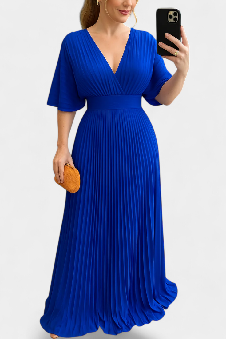 Odele Fluid Pleated Dress with Open Back