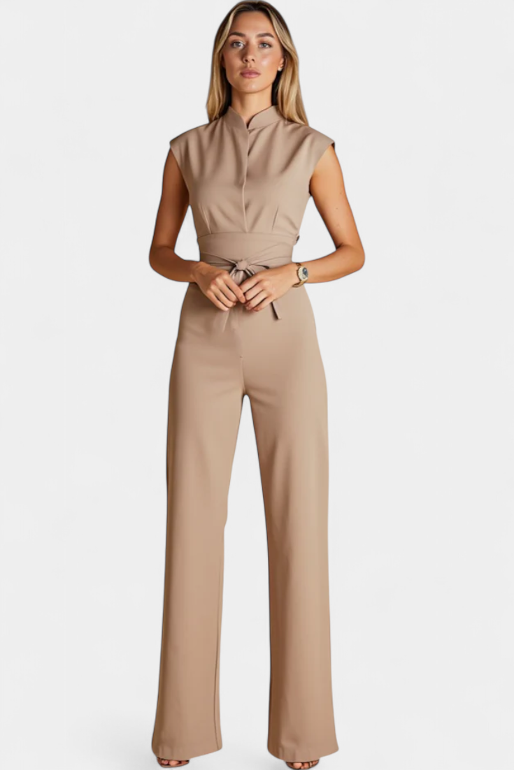 Sleeveless Jumpsuit with Flared Cut