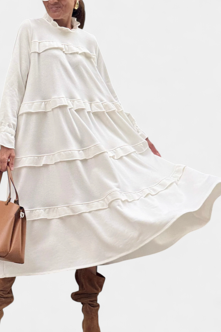 Jada Casual-Chic Ruffled Sweatshirt Dress