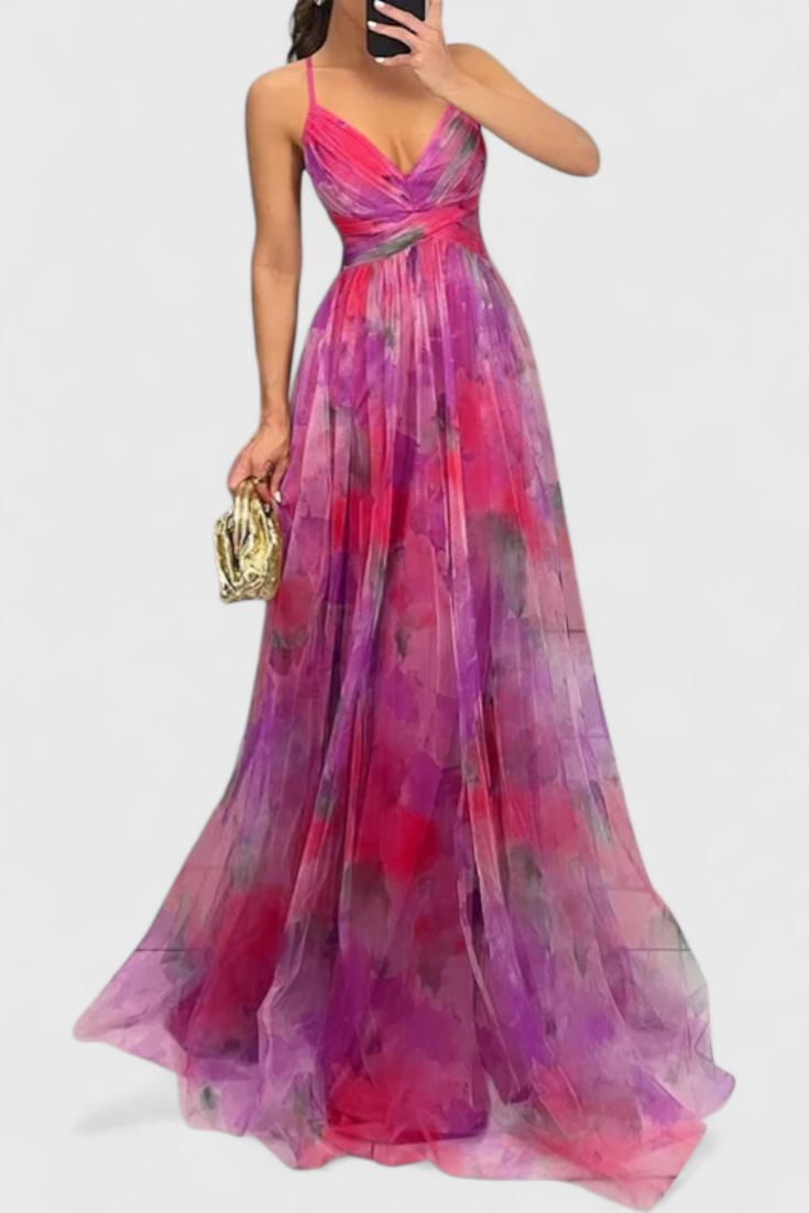 Ingrid Maxi Floral Dress with V-Neck