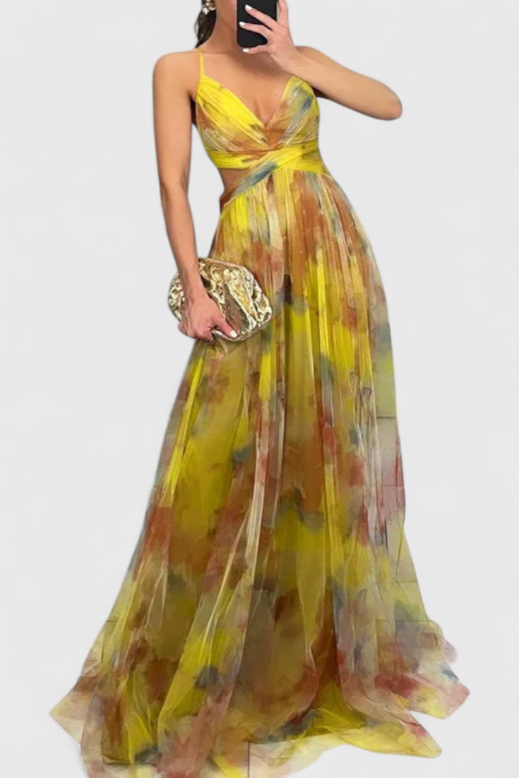Ingrid Maxi Floral Dress with V-Neck