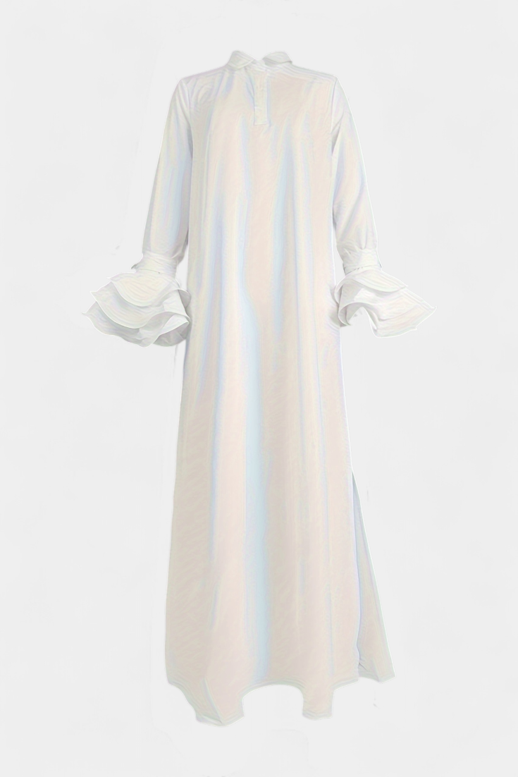Ramona | Long Urban Dress with Shirt Collar and Ruffled Sleeves - Limited Edition
