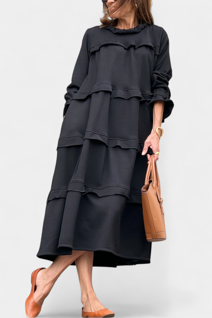 Jada Casual-Chic Ruffled Sweatshirt Dress