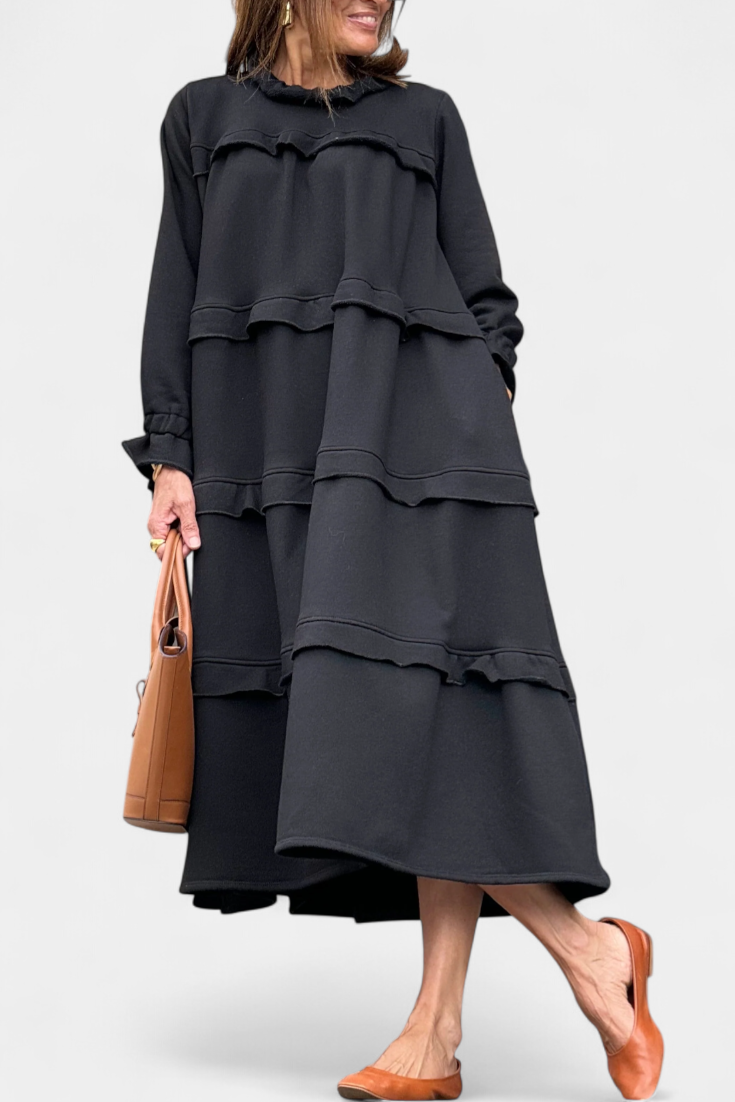 Jada Casual-Chic Ruffled Sweatshirt Dress
