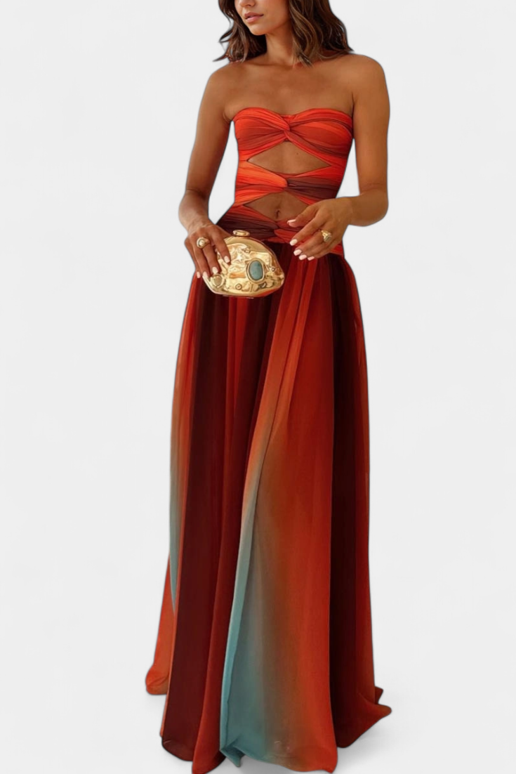 Maisie A-Line Cut Strapless Maxi Dress