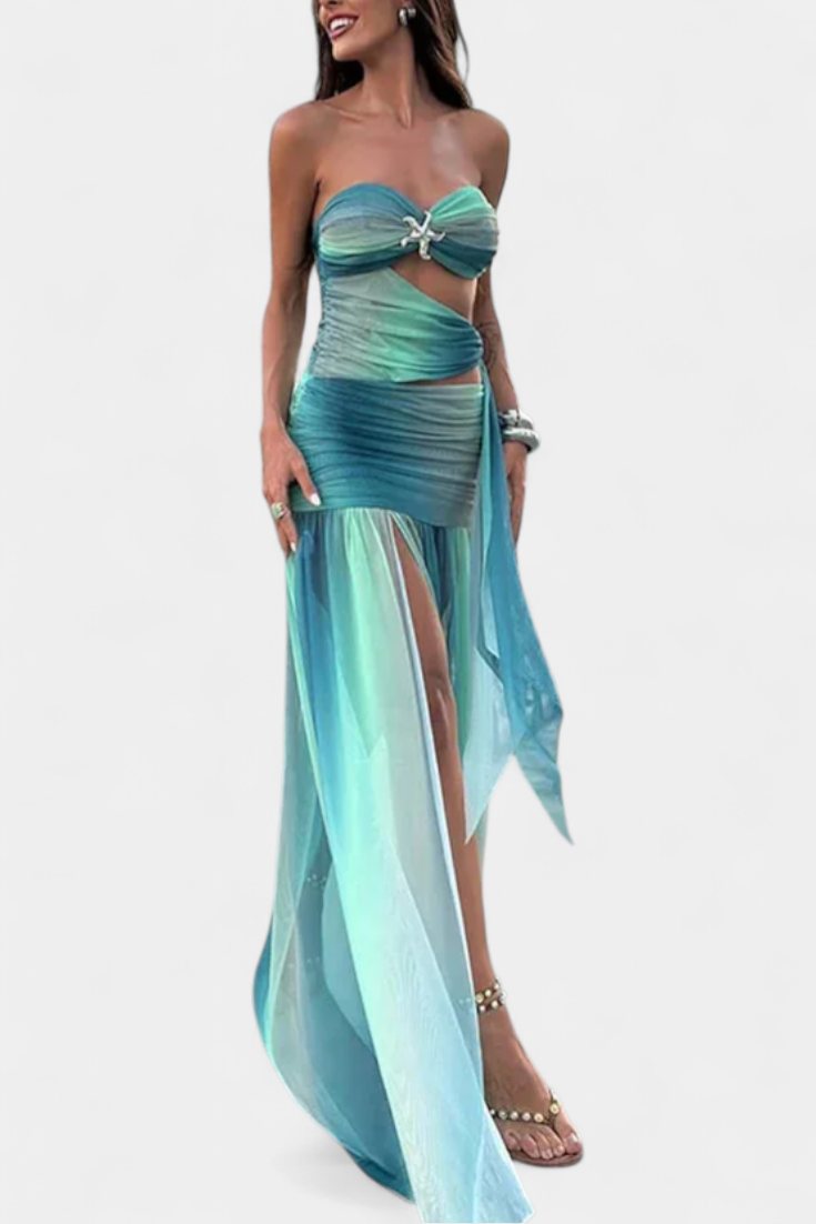 Maisie A-Line Cut Strapless Maxi Dress