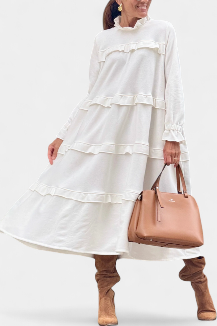 Jada Casual-Chic Ruffled Sweatshirt Dress