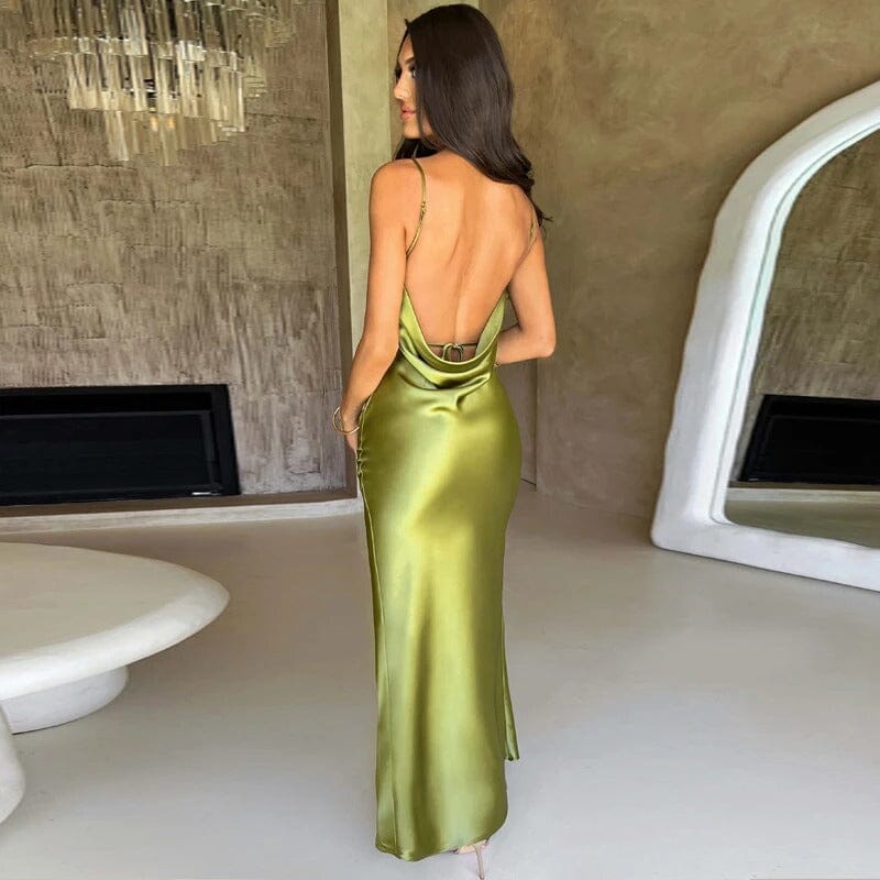 Lily™ | Satin Maxi Dress with Thin Straps