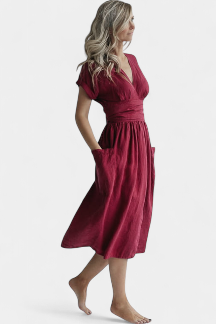 Cressida | Exclusive Dress with V-Neck and Adjustable Waist