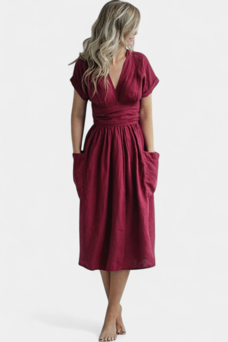 Cressida | Exclusive Dress with V-Neck and Adjustable Waist