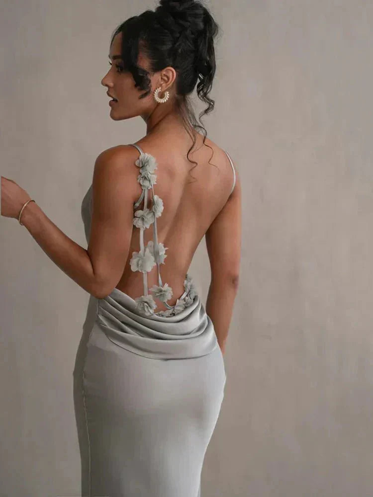 Nina™ | Luxurious Silk Evening Dress with Ruffles