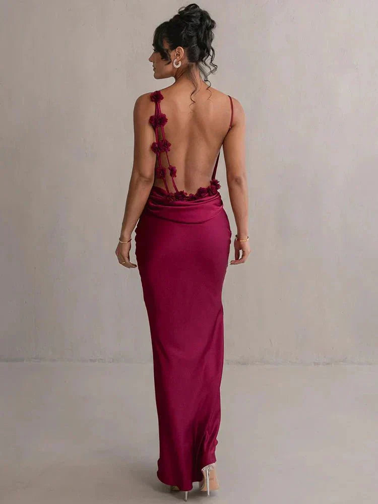 Nina™ | Luxurious Silk Evening Dress with Ruffles