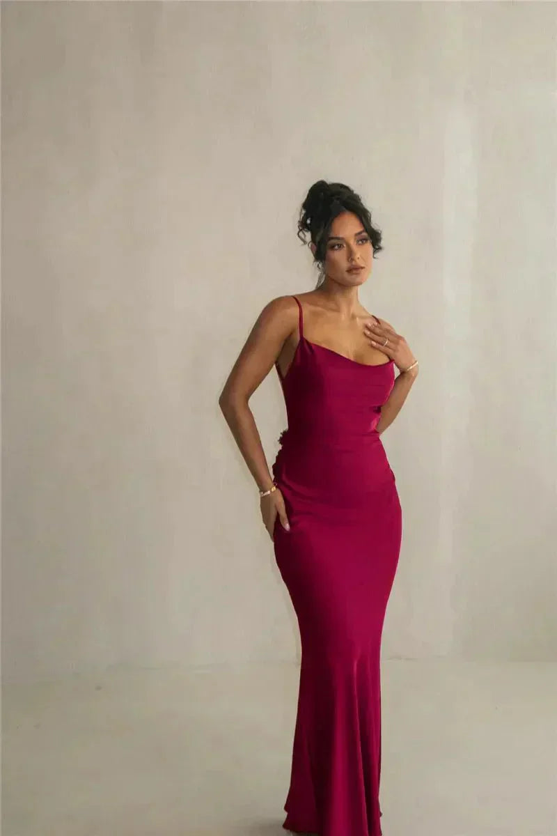Nina™ | Luxurious Silk Evening Dress with Ruffles