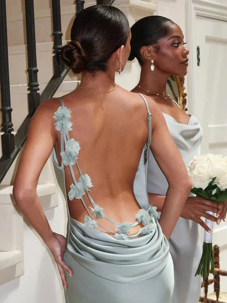 Nina™ | Luxurious Silk Evening Dress with Ruffles