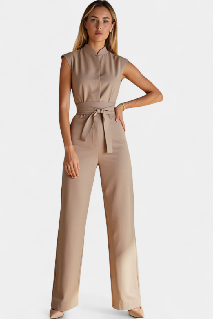 Sleeveless Jumpsuit with Flared Cut