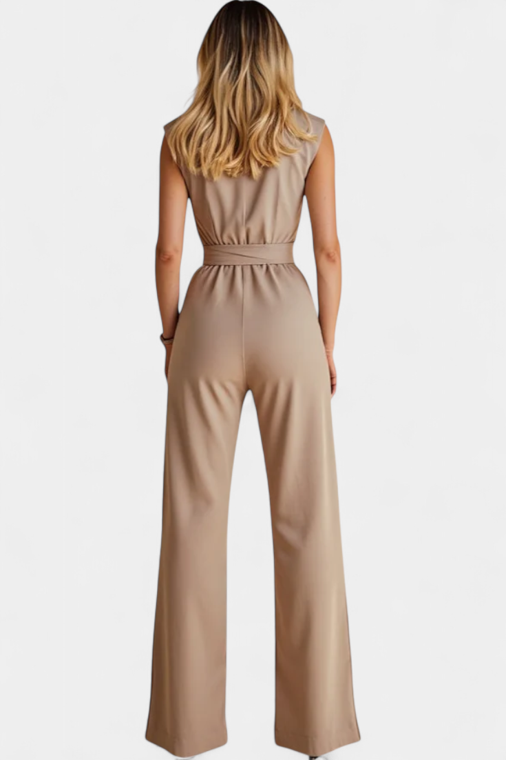 Sleeveless Jumpsuit with Flared Cut
