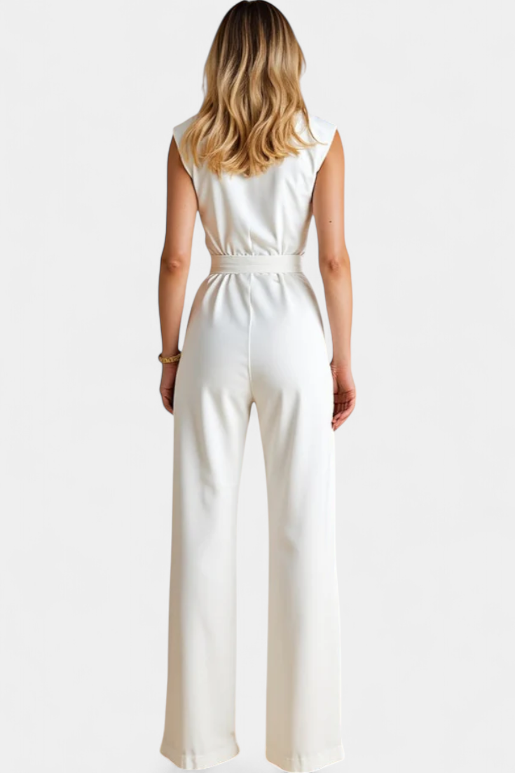 Sleeveless Jumpsuit with Flared Cut