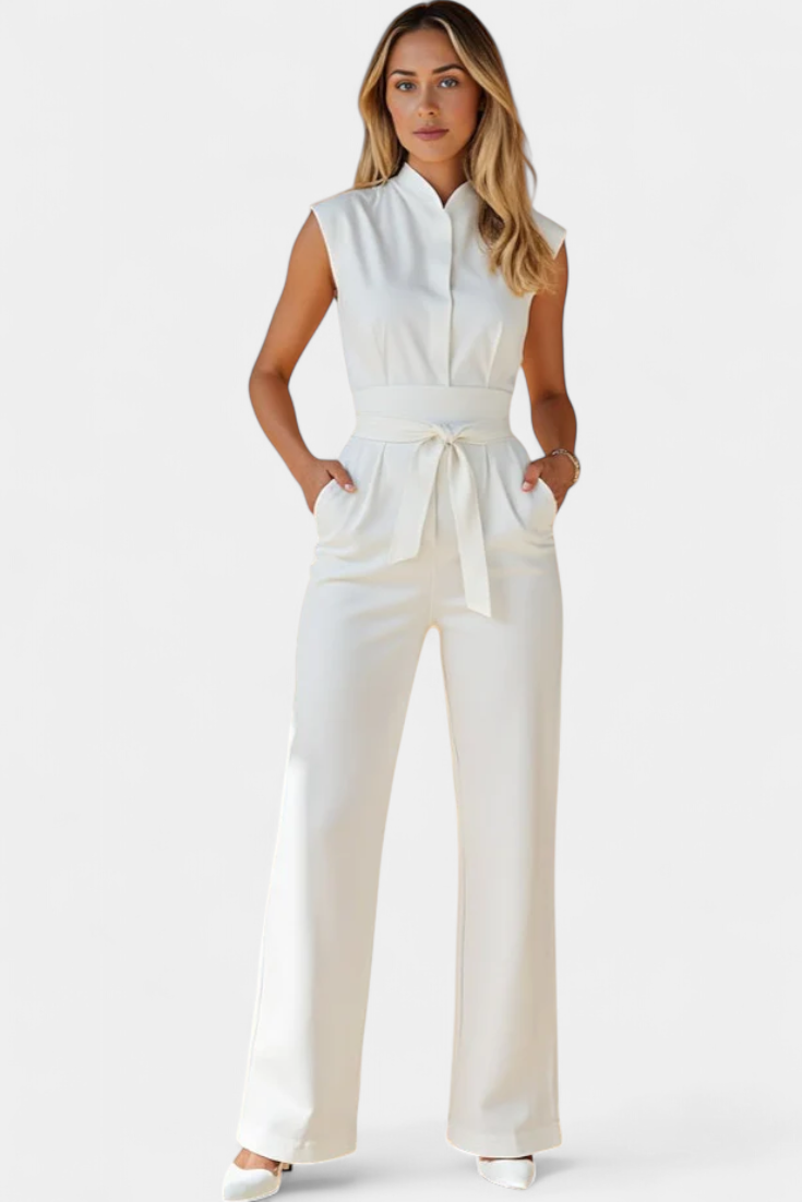 Sleeveless Jumpsuit with Flared Cut