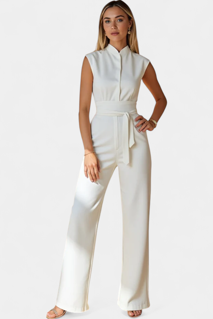 Sleeveless Jumpsuit with Flared Cut
