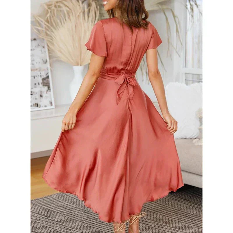 Rosella™ | Elegant Midi Dress with Flutter Sleeves